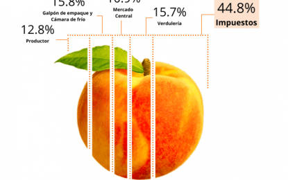 Si gusta el durazno, hay que tolerar la pelusa… de los impuestos: son casi el 45% del precio