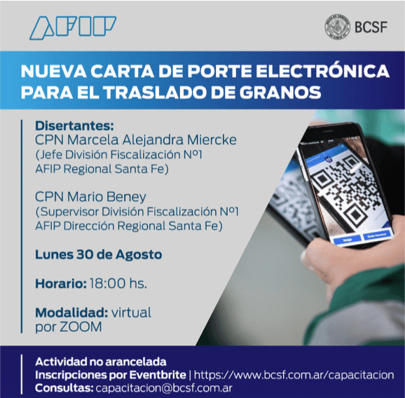 Abren un curso gratis para aprender la Carta de Porte Electrónica para Transporte de Granos