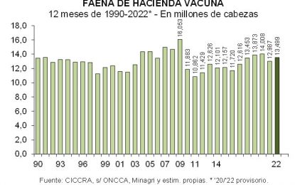 En 2022, la faena vacuna creció 3,9% y llegó a las 13,5 millones de cabezas